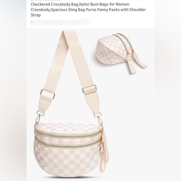 Handbags - Elegant Cream Checkered Women's Crossbody